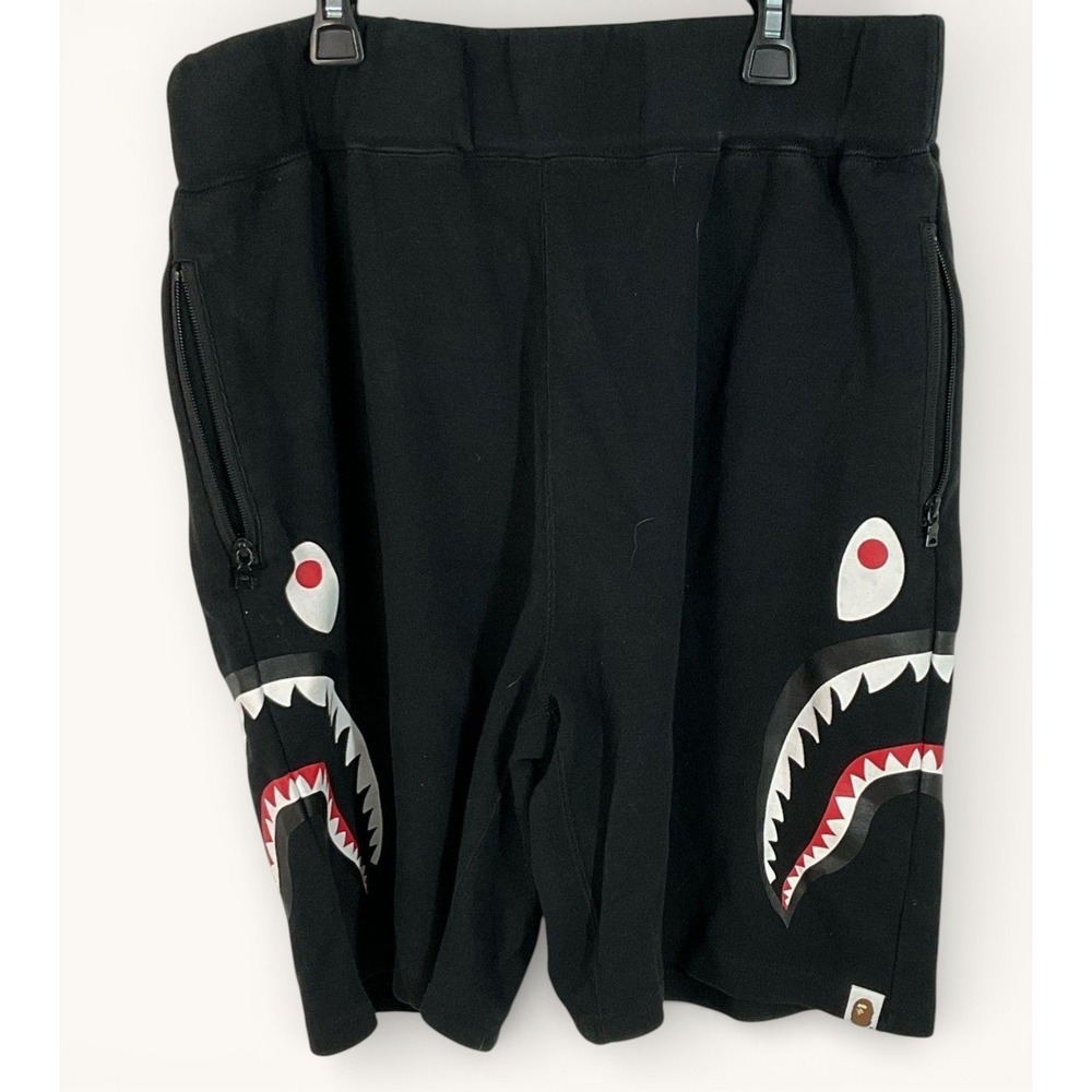 BAPE Shark Sweat Shorts Black XXL WGM A Bathing Ape Rare Streetwear 2XL - Picture 2 of 6